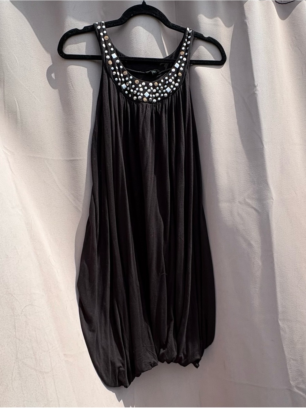 Tricotto Black Tank Dress With a Neckline Accessory